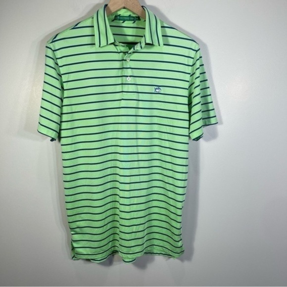 Southern Tide Driver Stripe Performance Polo in Summer Green Size S - Picture 2 of 11